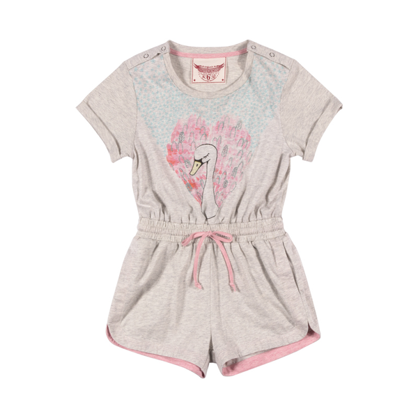 Paper Wings Heart Swan Romper with Cuffs