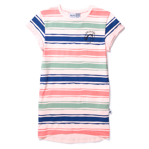 Minti Chalk Stripe Rolled Up Tee Dress