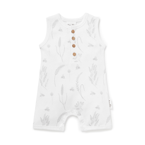 Aster & Oak Bee Henley Romper