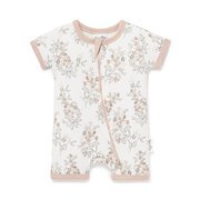Aster & Oak Floral Short Zip Romper-bodysuits-and-rompers-Bambini