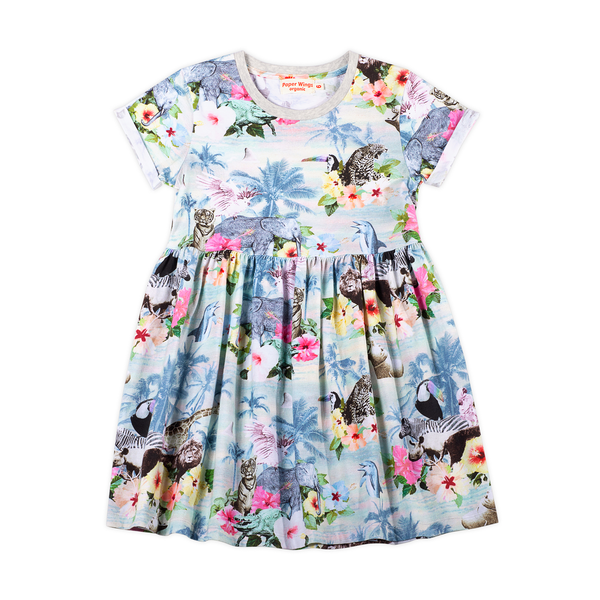 Paper Wings Hawaiian Cuffed T-Shirt Dress