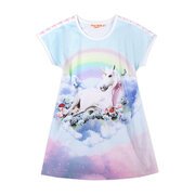 Paper Wings Unicorn Cloud Flared T-Shirt Dress-dresses-and-skirts-Bambini