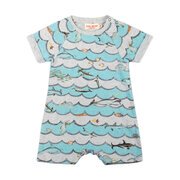 Paper Wings Animal Wave Raglan Cuffed Romper-bodysuits-and-rompers-Bambini