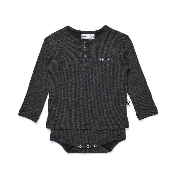 Minti Baby Waffle Henley Tee Onesie