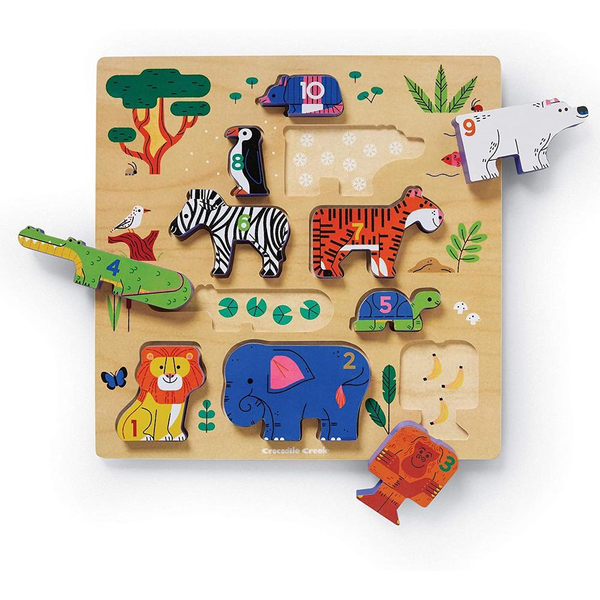 Croc Creek 10pc Wooden Puzzle Stacking Zoo