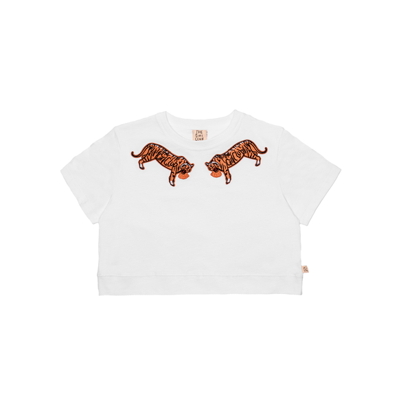 The Girl Club Embroidered Tigers Crop Tee