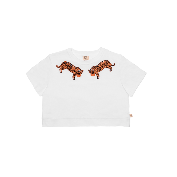 The Girl Club Embroidered Tigers Crop Tee