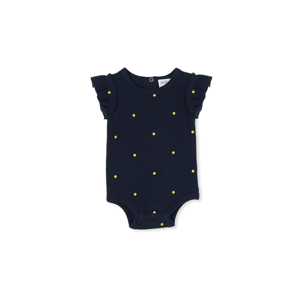 Milky Navy Spot Rib Bubbysuit