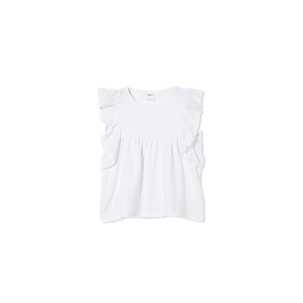 Milky White Broderie Frill Tee