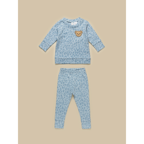 Huxbaby Dusty Blue Leopard PJ Set