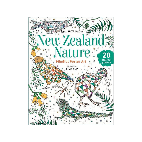 New Zealand Nature Mindful Colouring Poster Art