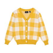 Rock Your Kid Mustard Checkered Cardigan-jackets-and-cardigans-Bambini