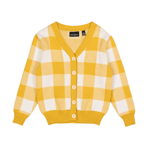 Rock Your Kid Mustard Checkered Cardigan