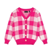Rock Your Kid Pink Checkered Cardigan-jackets-and-cardigans-Bambini