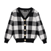 Rock Your Kid Black Checkered Cardigan-jackets-and-cardigans-Bambini