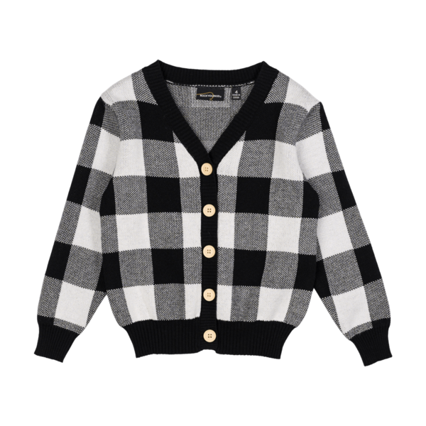 Rock Your Kid Black Checkered Cardigan