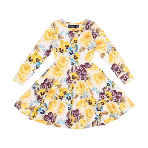 Rock Your Kid Yellow Pansy Waisted Dress