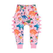 Rock Your Kid Pink Dino Floral Track Pants-pants-and-shorts-Bambini