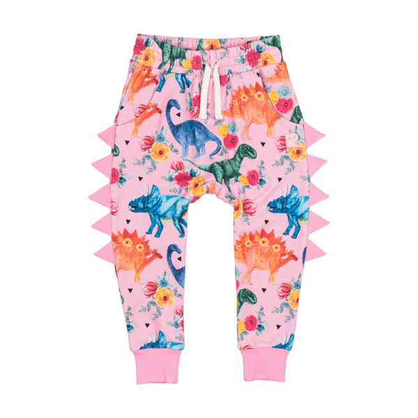 Rock Your Kid Pink Dino Floral Track Pants