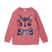 Minti Strawberry Cat Furry Crew-tops-Bambini
