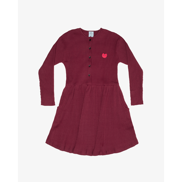 Grlfrnd Rib Cotton Button Front LS Dress