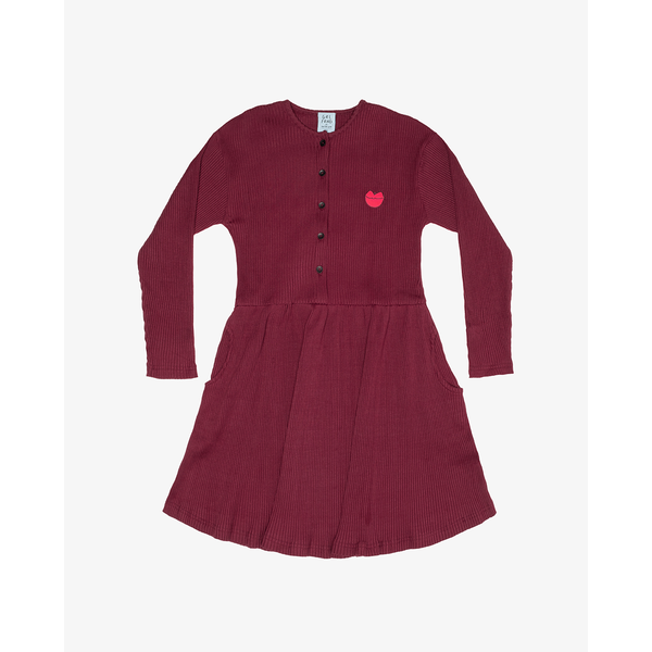 Grlfrnd Rib Cotton Button Front LS Dress