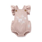 Aster & Oak Mauve Floral Playsuit-bodysuits-and-rompers-Bambini