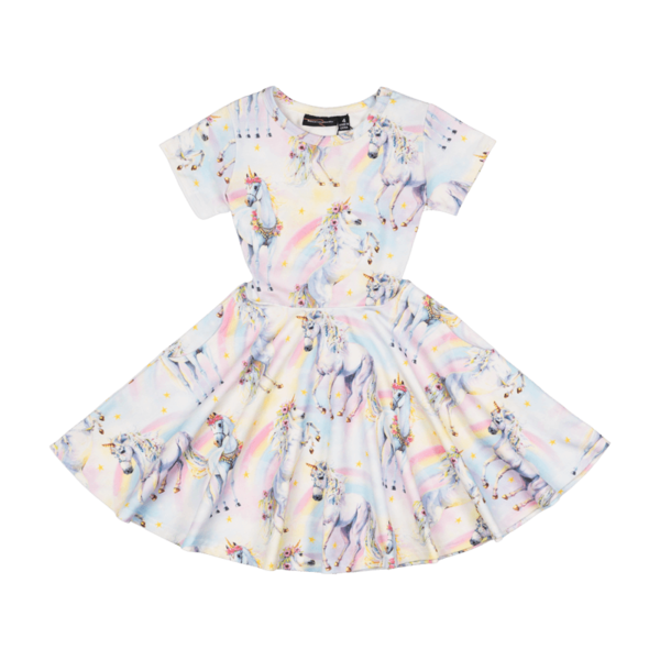 Rock Your Kid Sorbet Unicorn Waisted Dress