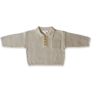 Grown Linen Rib Button Up Jumper-tops-Bambini