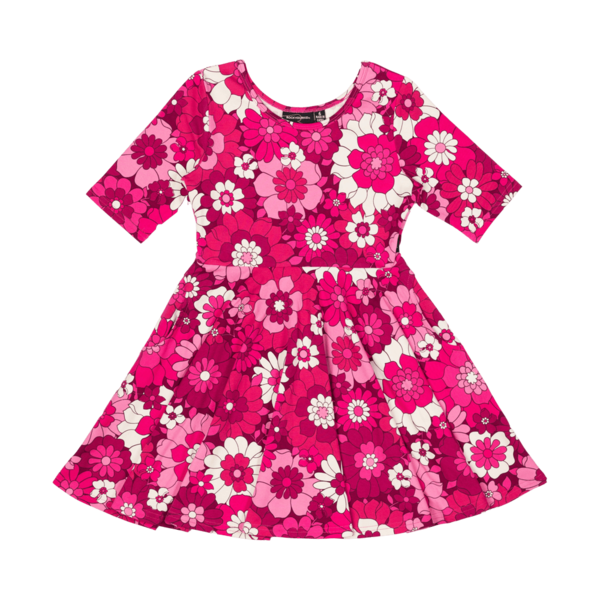 Rock Your Kid Aloha Fuchsia Waisted Dress