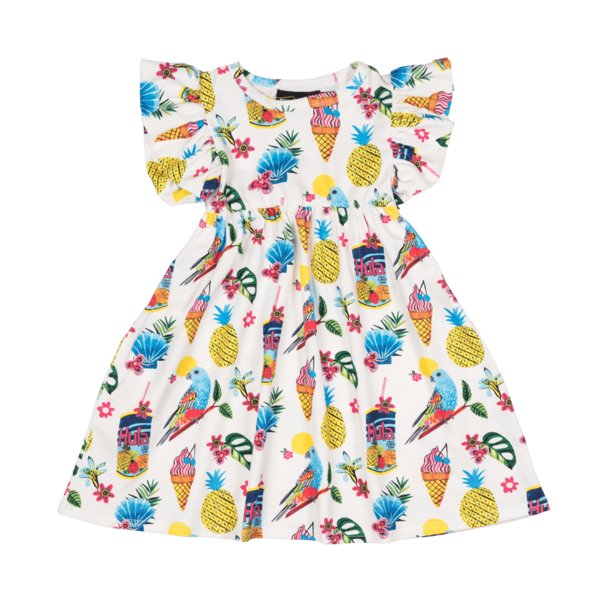 Rock Your Kid Tropicana Dress With Shoulder Frills