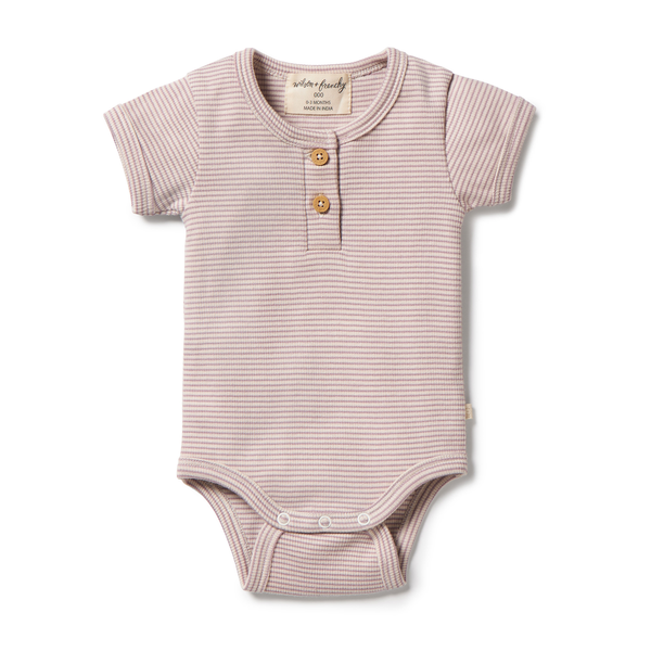 Wilson & Frenchy Stripe Rib Henley Bodysuit