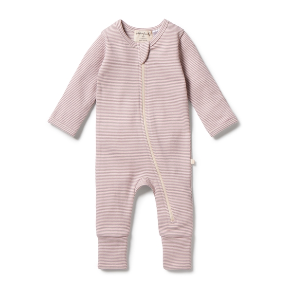 Wilson & Frenchy Stripe Rib Zipsuit With Feet