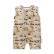 Aster & Oak Safari Henley Romper-bodysuits-and-rompers-Bambini