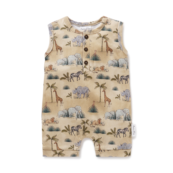 Aster & Oak Safari Henley Romper