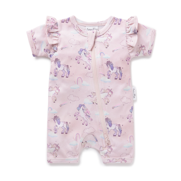 Aster & Oak Unicorn Zip Romper 