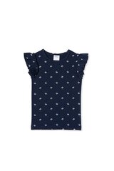 Milky Navy Rib Floral Tee-tops-Bambini