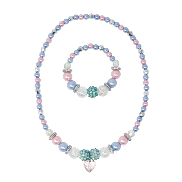 Pink Poppy Ice Princess Pearl Necklace-Bracelet Set