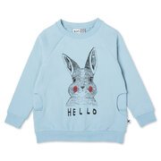 Minti Hello Bye Bunny Bear Furry Crew-tops-Bambini