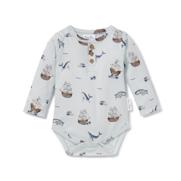 Aster & Oak Whale Henley Onesie