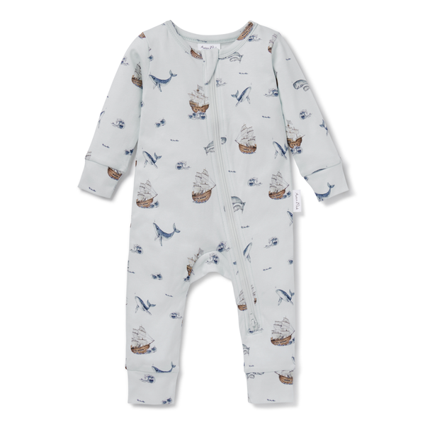 Aster & Oak Whale Zip Romper