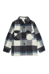 Milky Blue Check Overshirt-tops-Bambini