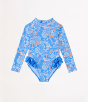 Seafolly Blue Fuji Frill Paddlesuit -girl-Bambini