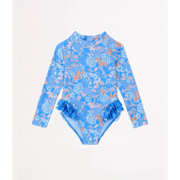 Seafolly Blue Fuji Frill Paddlesuit 