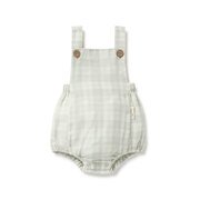 Aster & Oak Sage Gingham Playsuit-bodysuits-and-rompers-Bambini