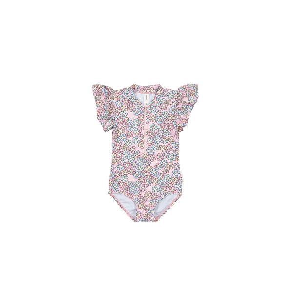 Huxbaby Rainbow Daisy Frill Zip Swimsuit