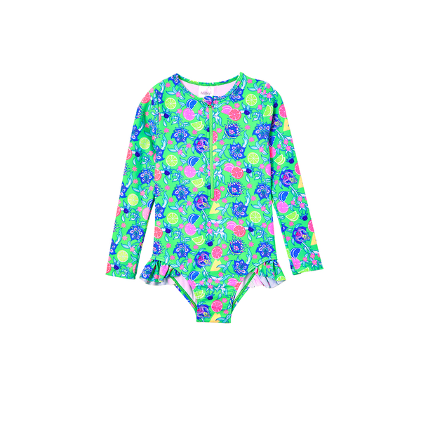 Milky Peacock Long Sleeve Swimsuit