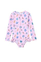 Milky Seashell Long Sleeve Swimsuit-swimwear-Bambini