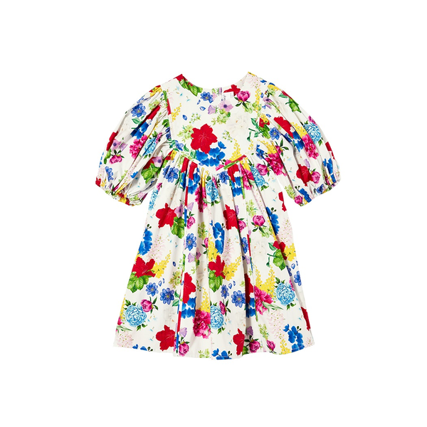 Milky Hibiscus Poplin Dress