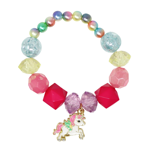 Pink Poppy Unicorn Rainbow Pearl Bracelet